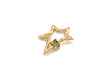Load image into Gallery viewer, Baguette CZ Micro pave Star Shape Clasp, CZ Pave Clasp, Gold/Silver/Rose Gold/Gunmetal Carabiner Clasp, 20x27mm, sku#H213