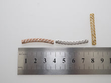 Load image into Gallery viewer, CZ Micro Pave Twill Curved Tube Beads, Tube Beads for Bracelet, CZ Pave Spacer, Gold/Rose Gold/Black/Silver Spacer Tube, 5x35mm,sku#G400C
