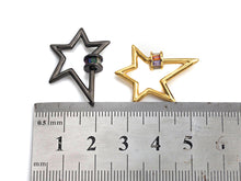 Load image into Gallery viewer, Baguette CZ Micro pave Star Shape Clasp, CZ Pave Clasp, Gold/Silver/Rose Gold/Gunmetal Carabiner Clasp, 20x27mm, sku#H213