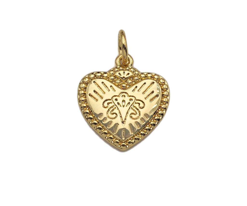 CZ Micro Pave Falling Heart Shape Pendant, Gold/Silver Plated Jewelry, Necklace Bracelet Charm Pendant, Heart Charm, 13x14mm,sku#F1215