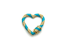 Load image into Gallery viewer, Colorful Enamel Pave Heart Shape Clasp, Gold Carabiner Heart Clasp, 29mm, sku#H214