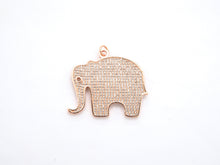 Load image into Gallery viewer, CZ Micro Pave Large Elephant Pendant/Focal,Cubic Zirconia Paved Charm, Necklace Bracelet Charm Pendant, 32x35mm, sku#F520