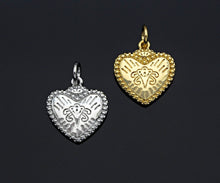 Load image into Gallery viewer, CZ Micro Pave Falling Heart Shape Pendant, Gold/Silver Plated Jewelry, Necklace Bracelet Charm Pendant, Heart Charm, 13x14mm,sku#F1215