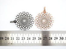 Load image into Gallery viewer, 40mm Large CZ Micro Pave Shiny Radial Flower Pendant/Charm, Cubic Zirconia Paved Charm, Filigree Necklace Bracelet Charm Pendant,sku#F506