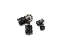 Load image into Gallery viewer, Black CZ Micro Pave Buckle Clasp/Connector/ Link Connector f