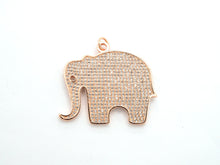 Load image into Gallery viewer, CZ Micro Pave Large Elephant Pendant/Focal,Cubic Zirconia Paved Charm, Necklace Bracelet Charm Pendant, 32x35mm, sku#F520