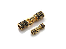 Load image into Gallery viewer, Black CZ Micro Pave Buckle Clasp/Connector/ Link Connector f