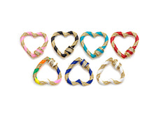 Load image into Gallery viewer, Colorful Enamel Pave Heart Shape Clasp, Gold Carabiner Heart Clasp, 29mm, sku#H214