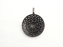 Load image into Gallery viewer, 40mm Large CZ Micro Pave Filigree Round Disc Pendant, Cubic Zirconia Rose Gold/Silver/Black Focal Pendant, sku#F545