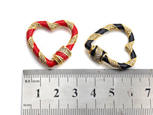 Load image into Gallery viewer, Colorful Enamel Pave Heart Shape Clasp, Gold Carabiner Heart Clasp, 29mm, sku#H214