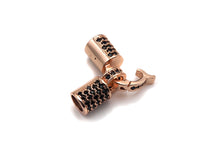 Load image into Gallery viewer, Black CZ Micro Pave Buckle Clasp/Connector/ Link Connector f