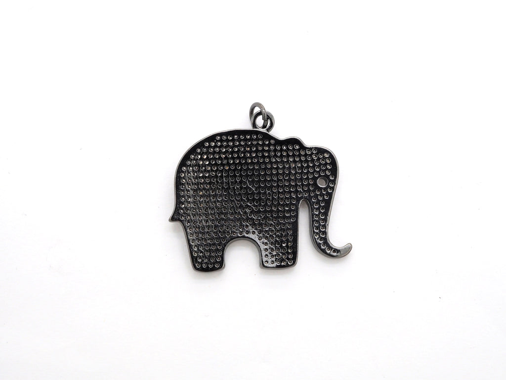 CZ Micro Pave Large Elephant Pendant/Focal,Cubic Zirconia Paved Charm, Necklace Bracelet Charm Pendant, 32x35mm, sku#F520