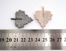 Load image into Gallery viewer, CZ Clear Micro Pave Leaf Charm Pendant, Leaf Shaped Pave Pendant, Gold/Rose Gold/Silver/Gunmetal plated, 31x36mm, Sku#F507