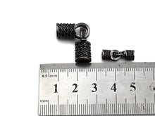 Load image into Gallery viewer, Black CZ Micro Pave Buckle Clasp/Connector/ Link Connector f