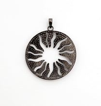 Load image into Gallery viewer, CZ Micro Pave Hollow out Floral Flower Flame Pendant/Charm, Cubic Zirconia Pendant Charm,35x38mm,sku#F495