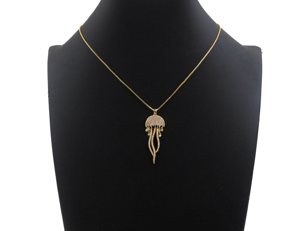 CZ Micro Pave Jellyfish Shape Pendant, SKU#F1233C