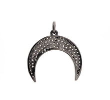 Load image into Gallery viewer, CZ Micro Pave Crescent Moon Pendant, CZ Pave Horn Findings, Micro Paved Horn Pendant, 20mm,sku#F550