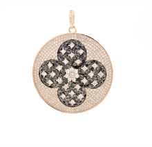 Load image into Gallery viewer, 19mm/38mm CZ Dual Color Clover Flower Round Charm, Sku#F549c