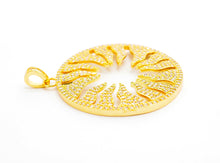 Load image into Gallery viewer, CZ Micro Pave Hollow out Floral Flower Flame Pendant/Charm, Cubic Zirconia Pendant Charm,35x38mm,sku#F495