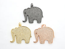 Load image into Gallery viewer, CZ Micro Pave Large Elephant Pendant/Focal,Cubic Zirconia Paved Charm, Necklace Bracelet Charm Pendant, 32x35mm, sku#F520