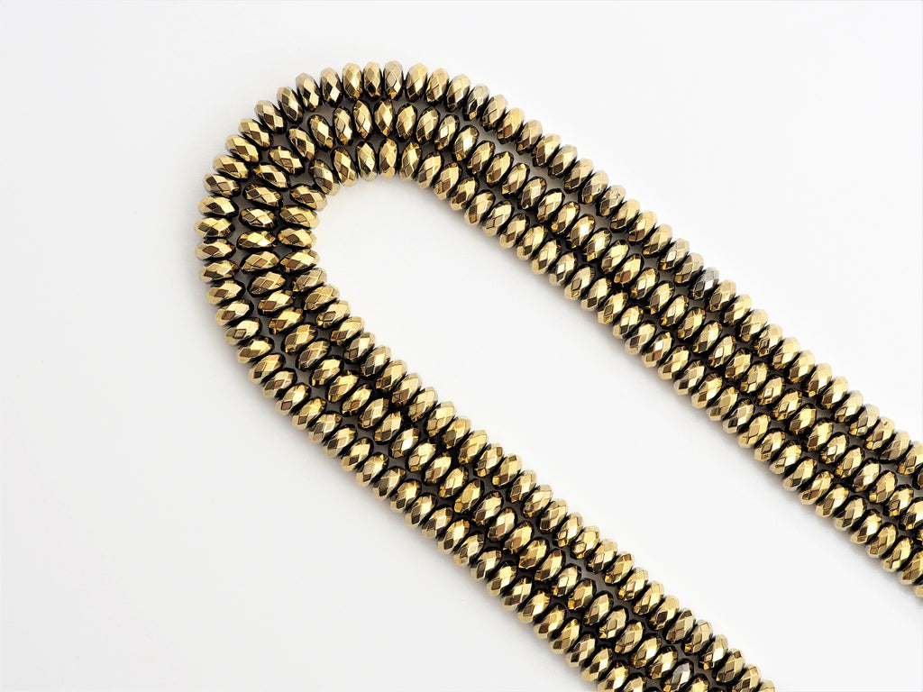 Quality Natural Pyrite Color Hematite,Rondelle Faceted Beads, sku#S95