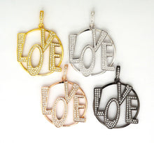 Load image into Gallery viewer, CZ Micro Pave Large LOVE Round Pendant with bail,35x39mm, Cubic Zirconia Love Pave Pendant Beads, Pave Pendant, SKU#F514