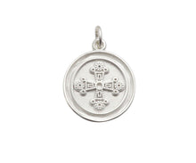Load image into Gallery viewer, CZ Micro Pave Matte Gold Black Silver Cross Flower Coin Pendant/Charm,Y456