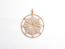 Load image into Gallery viewer, 40mm Large CZ Micro Pave Hollow out Flower Round Disc Pendant, Cubic Zirconia Rose Gold/Gold/Silver/Black Focal Pendant, 46x43mm, F546C