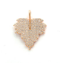 Load image into Gallery viewer, CZ Clear Micro Pave Leaf Charm Pendant, Leaf Shaped Pave Pendant, Gold/Rose Gold/Silver/Gunmetal plated, 31x36mm, Sku#F507