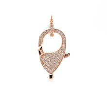 Load image into Gallery viewer, CZ Micro Pave Teardrop Lobster Claw Clasp, Cubic Zirconia Pave Lobster Clasp, Silver Black Rose Gold Plated,22x12mm, sku#H129