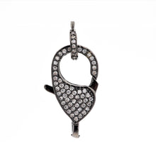 Load image into Gallery viewer, CZ Micro Pave Teardrop Lobster Claw Clasp, Cubic Zirconia Pave Lobster Clasp, Silver Black Rose Gold Plated,22x12mm, sku#H129