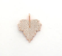 Load image into Gallery viewer, CZ Clear Micro Pave Leaf Charm Pendant, Leaf Shaped Pave Pendant, Gold/Rose Gold/Silver/Gunmetal plated, 31x36mm, Sku#F507