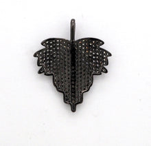 Load image into Gallery viewer, CZ Clear Micro Pave Leaf Charm Pendant, Leaf Shaped Pave Pendant, Gold/Rose Gold/Silver/Gunmetal plated, 31x36mm, Sku#F507