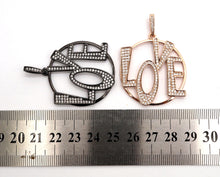 Load image into Gallery viewer, CZ Micro Pave Large LOVE Round Pendant with bail,35x39mm, Cubic Zirconia Love Pave Pendant Beads, Pave Pendant, SKU#F514