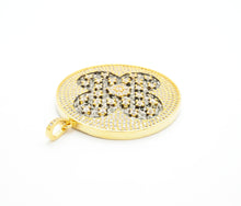 Load image into Gallery viewer, 19mm/38mm CZ Dual Color Clover Flower Round Charm, Sku#F549c