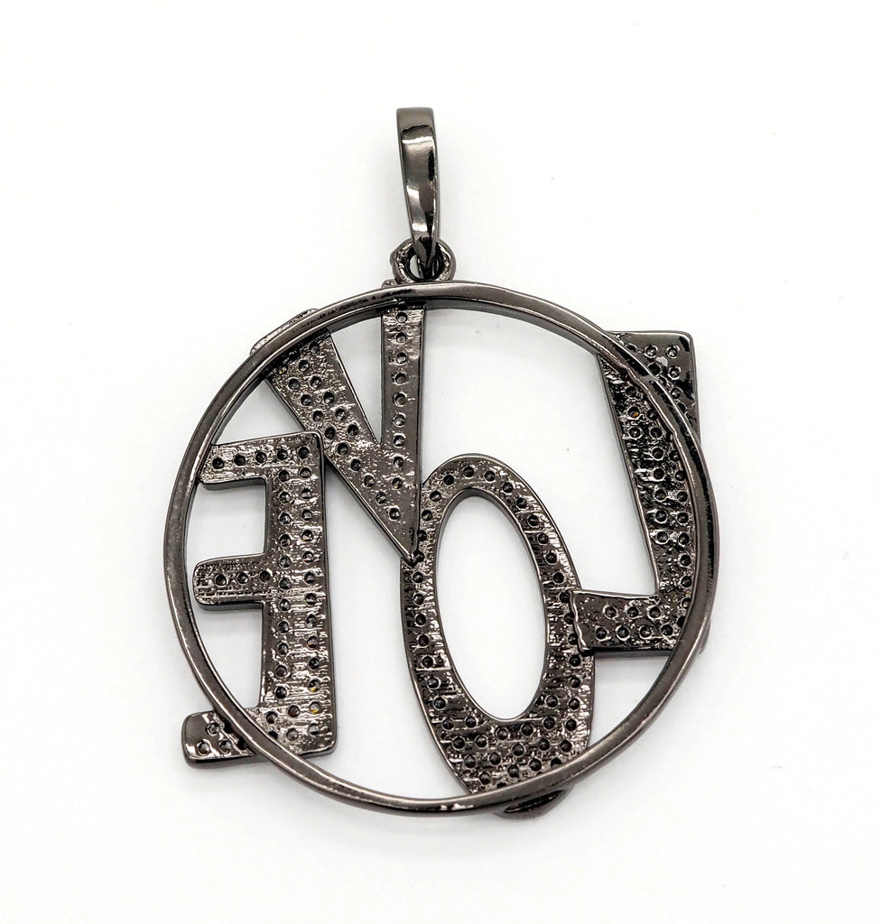 CZ Micro Pave Large LOVE Round Pendant with bail,35x39mm, Cubic Zirconia Love Pave Pendant Beads, Pave Pendant, SKU#F514