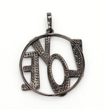 Load image into Gallery viewer, CZ Micro Pave Large LOVE Round Pendant with bail,35x39mm, Cubic Zirconia Love Pave Pendant Beads, Pave Pendant, SKU#F514