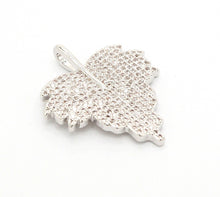 Load image into Gallery viewer, CZ Clear Micro Pave Leaf Charm Pendant, Leaf Shaped Pave Pendant, Gold/Rose Gold/Silver/Gunmetal plated, 31x36mm, Sku#F507
