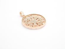 Load image into Gallery viewer, 30mm Large CZ Micro Pave Hollow out Star Disc Pendant, Cubic Zirconia Filigree Rose Gold/Gold/Silver/Black Focal Pendant, 33x37mm, F547
