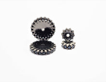 Load image into Gallery viewer, Black CZ Micro Pave On Black Flower Wheel Spacer Beads, Cubic Zirconia Coin Spacer Beads, Micro Pave Beads,6/8/10/12mm, sku#C73