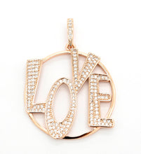 Load image into Gallery viewer, CZ Micro Pave Large LOVE Round Pendant with bail,35x39mm, Cubic Zirconia Love Pave Pendant Beads, Pave Pendant, SKU#F514