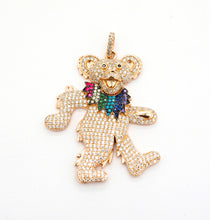 Load image into Gallery viewer, CZ Micro Pave Dancing Teddy Bear Pendant, F515