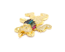 Load image into Gallery viewer, CZ Micro Pave Dancing Teddy Bear Pendant, F515