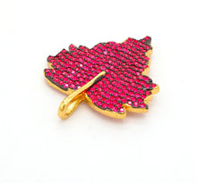 Load image into Gallery viewer, CZ Micro Pave Leaf Pendant/Charm, Cubic Zirconia Turquoise Blue Fuchsia Black Green Leaf Pave Pendant,31x36mm, sku#F508