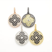 Load image into Gallery viewer, 19mm/38mm CZ Dual Color Clover Flower Round Charm, Sku#F549c