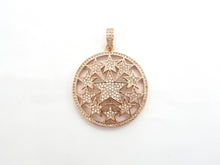 Load image into Gallery viewer, 30mm Large CZ Micro Pave Hollow out Star Disc Pendant, Cubic Zirconia Filigree Rose Gold/Gold/Silver/Black Focal Pendant, 33x37mm, F547