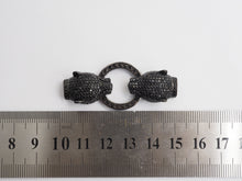 Load image into Gallery viewer, LARGE Black CZ Pave Micro Pave Panther Leopard Head Box Insert Clasp,Cubic Zirconia Clasp,Leopard Head Connector, 50mm, sku#C84