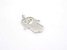 Load image into Gallery viewer, CZ Micro Pave Hamsa Hand with Heart Pendant, Cubic Zirconia Large Hamsa hand Pendant, Gold/Silver/Black/Rose Gold 27x35mm,SKU#F521