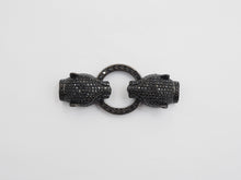 Load image into Gallery viewer, LARGE Black CZ Pave Micro Pave Panther Leopard Head Box Insert Clasp,Cubic Zirconia Clasp,Leopard Head Connector, 50mm, sku#C84