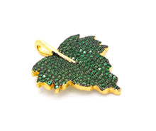 Load image into Gallery viewer, CZ Micro Pave Leaf Pendant/Charm, Cubic Zirconia Turquoise Blue Fuchsia Black Green Leaf Pave Pendant,31x36mm, sku#F508